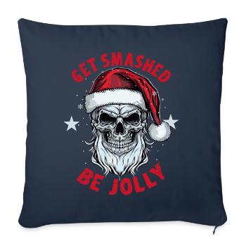 Get Smashed Be Jolly Drunk Santa Claus Skull Chris - Housse de coussin décorative 45 x 45 cm - bleu marine - Devant