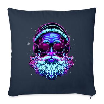 Vaporwave Père Noël Noël Esthétique Japonaise - Housse de coussin décorative 45 x 45 cm - bleu marine - Devant