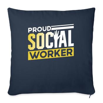 Fier travailleur social Formation Travailleur social - Housse de coussin décorative 45 x 45 cm - bleu marine - Devant