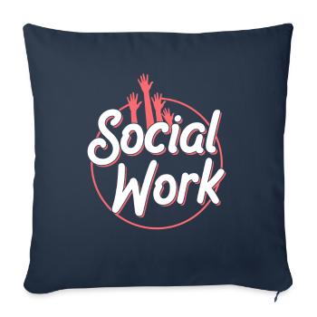 Travail social Travail social Profession de travailleur social - Housse de coussin décorative 45 x 45 cm - bleu marine - Devant