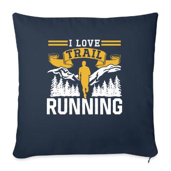 J’adore le trail running course coureur trail running - Housse de coussin décorative 45 x 45 cm - bleu marine - Devant