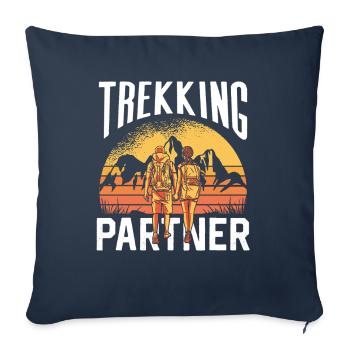 Trekking Couple Couple Randonneurs - Housse de coussin décorative 45 x 45 cm - bleu marine - Devant