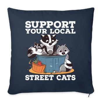 Soutenez votre chat de rue local Opossum de raton laveur - Housse de coussin décorative 45 x 45 cm - bleu marine - Devant