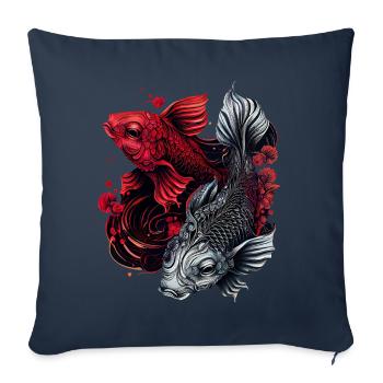 Pisces Koi Fish Zodiac Astrology Sign Japanese Aes - Sofa pillowcase 17,3'' x 17,3'' (45 x 45 cm) - navy - Front