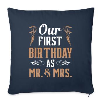 Notre premier anniversaire en tant qu’homme et femme Dictons - Housse de coussin décorative 45 x 45 cm - bleu marine - Devant