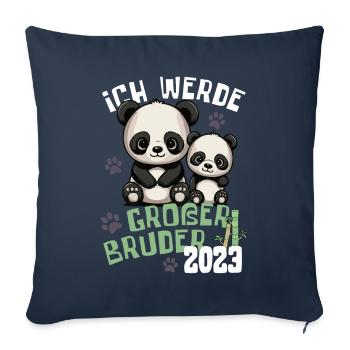 Ich werde großer Bruder 2023 - Süße Panda Brüder - Sofakissenbezug 45 x 45 cm - Navy - Vorne