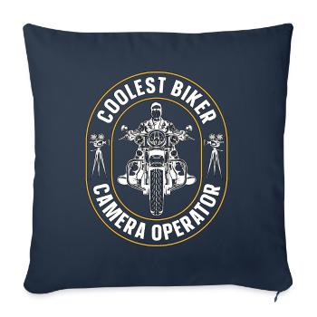 Caméraman Coolest Biker Camera Maker - Housse de coussin décorative 45 x 45 cm - bleu marine - Devant