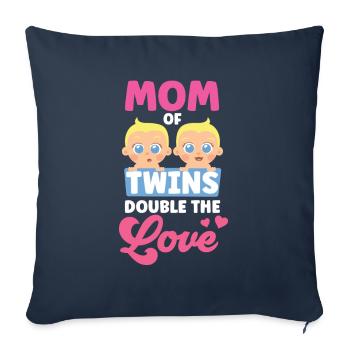 Mère de jumeaux Double Love Twin - Housse de coussin décorative 45 x 45 cm - bleu marine - Devant