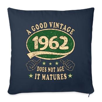 61ème anniversaire 1962 '61 Bon Millésime - Housse de coussin décorative 45 x 45 cm - bleu marine - Devant