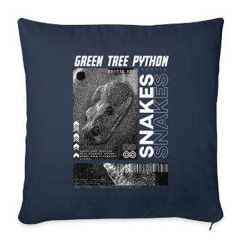 Green Tree Python Gardien de reptiles Streetwear moderne - Housse de coussin décorative 45 x 45 cm - bleu marine - Devant