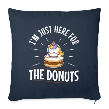 Je suis juste là pour les beignets - Housse de coussin décorative 45 x 45 cm - bleu marine - Devant