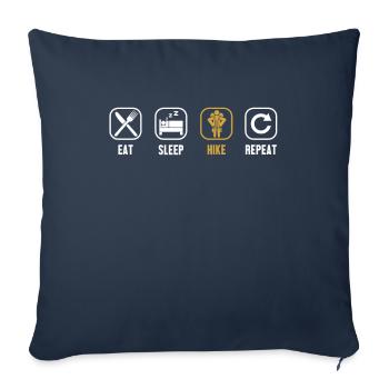 Manger dormir Randonnée Répéter Trekking Randonnée en montagne Randonnée - Housse de coussin décorative 45 x 45 cm - bleu marine - Devant