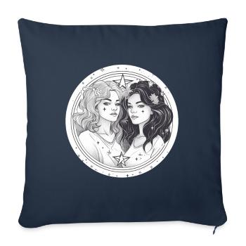 Signe du zodiaque Gémeaux femmes noir et blanc - Housse de coussin décorative 45 x 45 cm - bleu marine - Devant