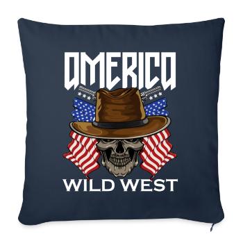 Amérique Far West - Housse de coussin décorative 45 x 45 cm - bleu marine - Devant