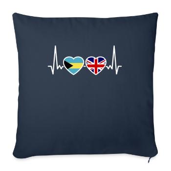 Bahamas UK Herzschlag Flagge Britisch Bahamaisch - Sofakissenbezug 45 x 45 cm - Navy - Vorne