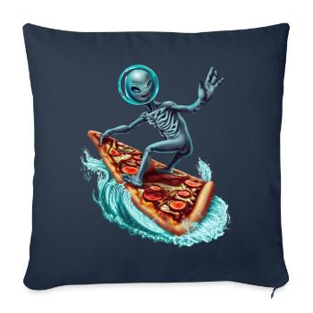 Pizza Surfer Alien - Sofa pillowcase 17,3'' x 17,3'' (45 x 45 cm) - navy - Front