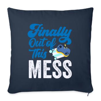 Enfin sorti du pétrin des pensions des retraités - Housse de coussin décorative 45 x 45 cm - bleu marine - Devant