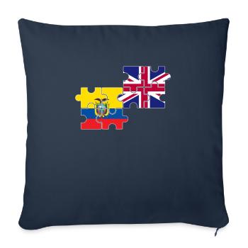 Equateur Drapeau du Royaume-Uni Équatorien britannique - Housse de coussin décorative 45 x 45 cm - bleu marine - Devant