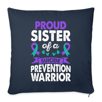 Sœur de la Conscience guerrière de la prévention du suicide - Housse de coussin décorative 45 x 45 cm - bleu marine - Devant