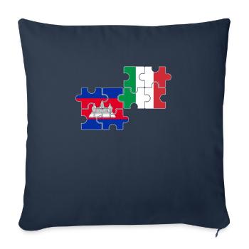Cambodge Italie Drapeau Cambodgien - Housse de coussin décorative 45 x 45 cm - bleu marine - Devant