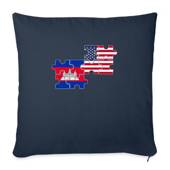 Cambodge USA drapeau cambodgien - Housse de coussin décorative 45 x 45 cm - bleu marine - Devant