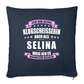 Name Selina Vorname Klugscheisserin Namenstag - Sofakissenbezug 45 x 45 cm - Navy - Vorne