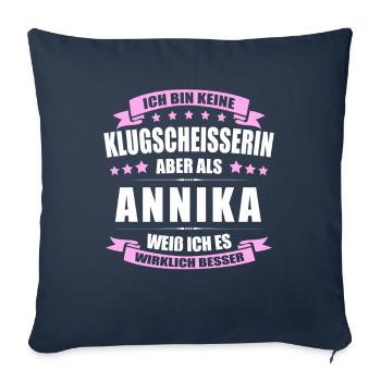 Name Annika Vorname Klugscheisserin Namenstag - Sofakissenbezug 45 x 45 cm - Navy - Vorne