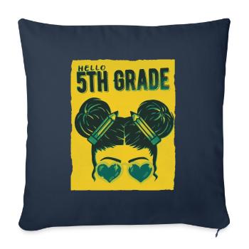 Hello 5th Grade Messy Bun Girls Cute Heart Back - Sofa pillowcase 17,3'' x 17,3'' (45 x 45 cm) - navy - Front