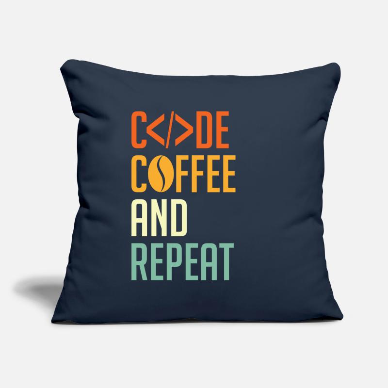 Codeur Spruch Code Café et Répéter Housse de coussin décorative 45 x 45 cm
