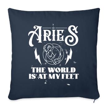 Astrologie Bélier Monde À Mes Pieds Signes ésotériques - Housse de coussin décorative 45 x 45 cm - bleu marine - Devant