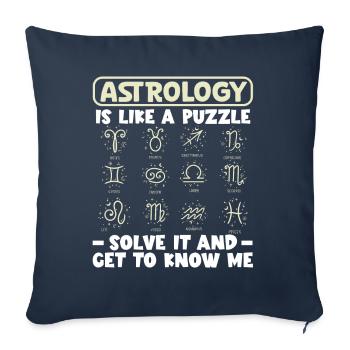 L’astrologie comme puzzle le résoudre signes ésotériques - Housse de coussin décorative 45 x 45 cm - bleu marine - Devant