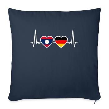 Laos Allemagne Vintage Heartbeat Flag Laotien - Housse de coussin décorative 45 x 45 cm - bleu marine - Devant