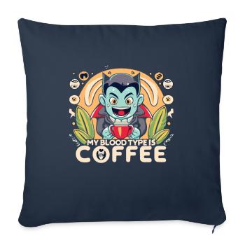 Mon groupe sanguin est café - Housse de coussin décorative 45 x 45 cm - bleu marine - Devant