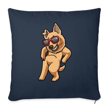 Chien de berger basque avec lunettes de soleil - Housse de coussin décorative 45 x 45 cm - bleu marine - Devant