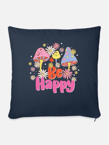 Magic Mushroom Psychedelic Art - Sofakissenbezug 45 x 45 cm - Navy