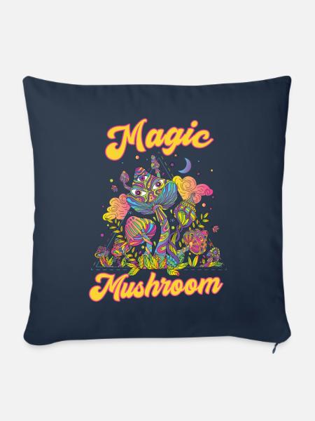 Magic Mushroom Psychedelic Art - Sofakissenbezug 45 x 45 cm - Navy