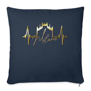 Milan Skyline Italie Heartbeat Fan Love Milano - Housse de coussin décorative 45 x 45 cm - bleu marine - Devant