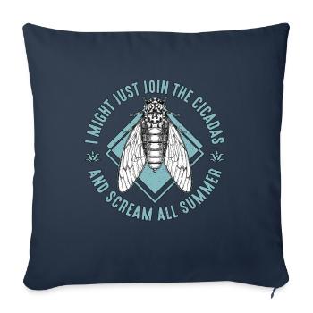 Cigales Je pourrais bien rejoindre l’entomologiste des cigales - Housse de coussin décorative 45 x 45 cm - bleu marine - Devant