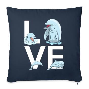 Dolphin Love - Sofa pillowcase 17,3'' x 17,3'' (45 x 45 cm) - navy - Front