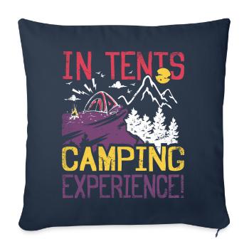 Expérience de camping sous tente ! - Housse de coussin décorative 45 x 45 cm - bleu marine - Devant