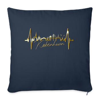 Copenhague Skyline Heartbeat Danemark Amour Hygge - Housse de coussin décorative 45 x 45 cm - bleu marine - Devant