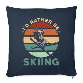 Passionné de ski Skieur rétro vintage skieur - Housse de coussin décorative 45 x 45 cm - bleu marine - Devant