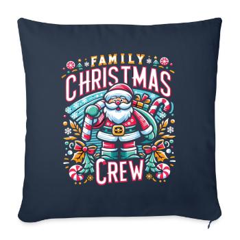 Équipe de Noël en famille - Housse de coussin décorative 45 x 45 cm - bleu marine - Devant