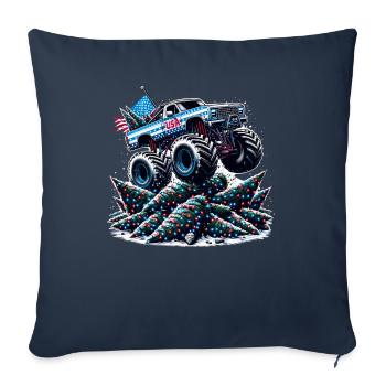 USA Monster Truck - Christmas Trees - Sofa pillowcase 17,3'' x 17,3'' (45 x 45 cm) - navy - Front