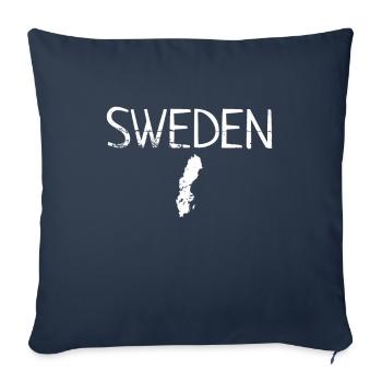 Suède Vintage Suède carte suédois suédois - Housse de coussin décorative 45 x 45 cm - bleu marine - Devant