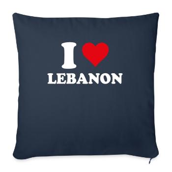 I Love Liban Coeur Cadeau Libanais Libanaise - Housse de coussin décorative 45 x 45 cm - bleu marine - Devant