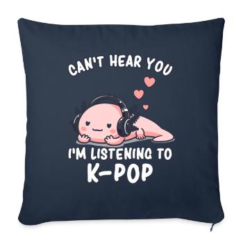 K-Pop KPop Musique Coréenne Axolotl - Housse de coussin décorative 45 x 45 cm - bleu marine - Devant