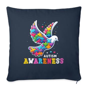 Autism Awareness puzzles piece - Sofa pillowcase 17,3'' x 17,3'' (45 x 45 cm) - navy - Front
