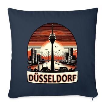 Düsseldorf Skyline Heart Love Home - Housse de coussin décorative 45 x 45 cm - bleu marine - Devant