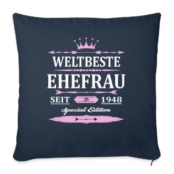 Weltbeste Ehefrau Seit 1948 Vintage Hochzeitstag - Sofakissenbezug 45 x 45 cm - Navy - Vorne
